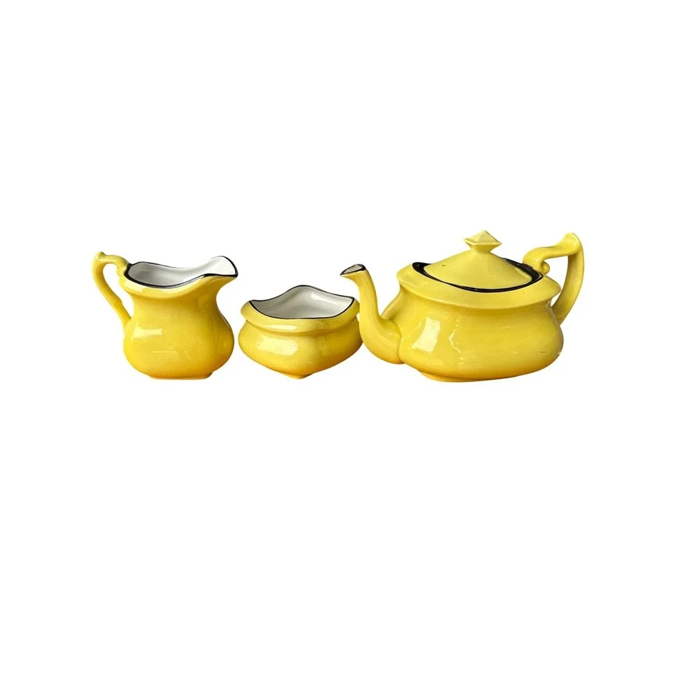 Carlton Ware Stoke On Trent‎ Tea Set Yellow and Black Pottery Made in England